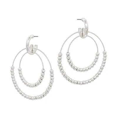 Layered Circle Beaded Hoop Earrings Silver or Gold