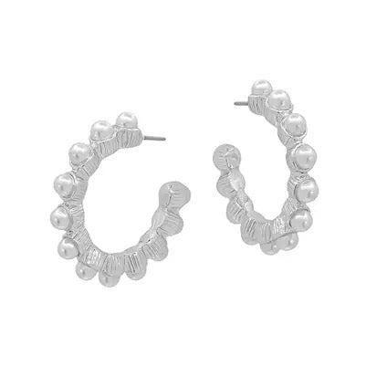 Silver Hoop with Pearl Studded