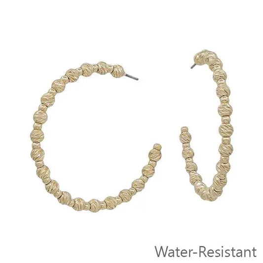 Twisted Bead Hoop Silver or Gold Earrings