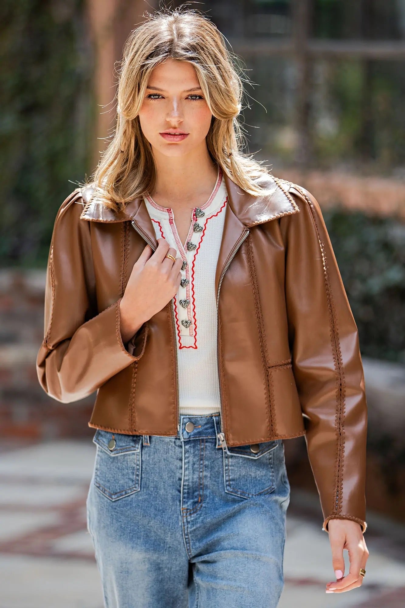 Tess Zipper Front Leather Jacket