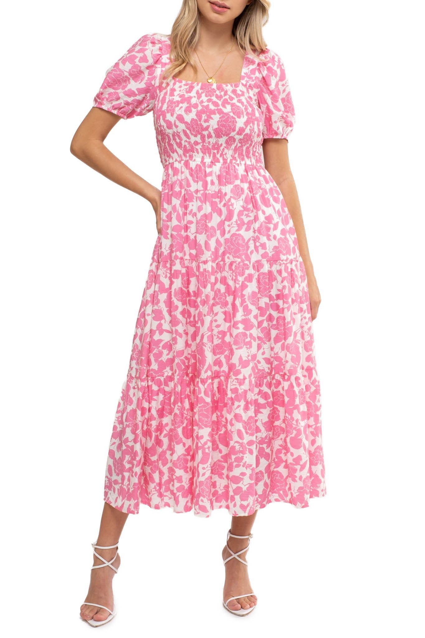 Maggie Floral Dress- Pink