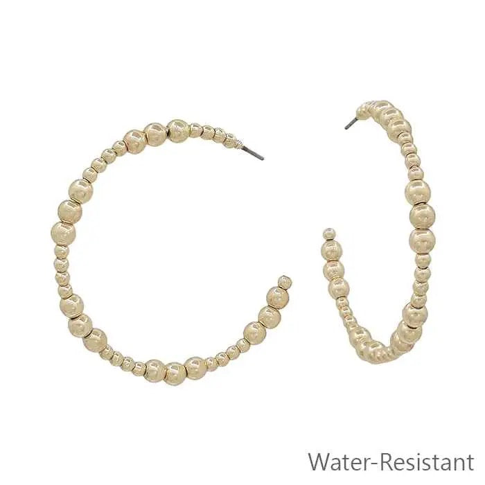 Large Beaded Hoop Earrings Silver or Gold