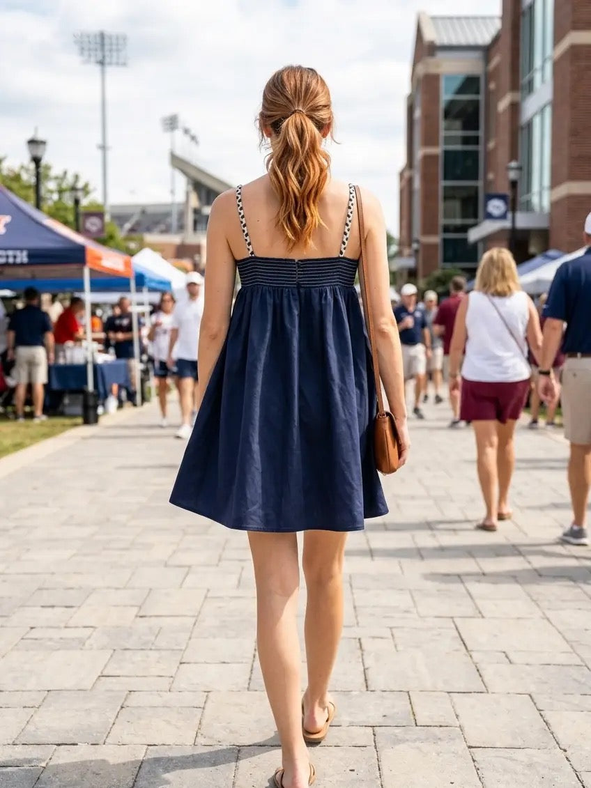 Color Cord Strap Mini Dress