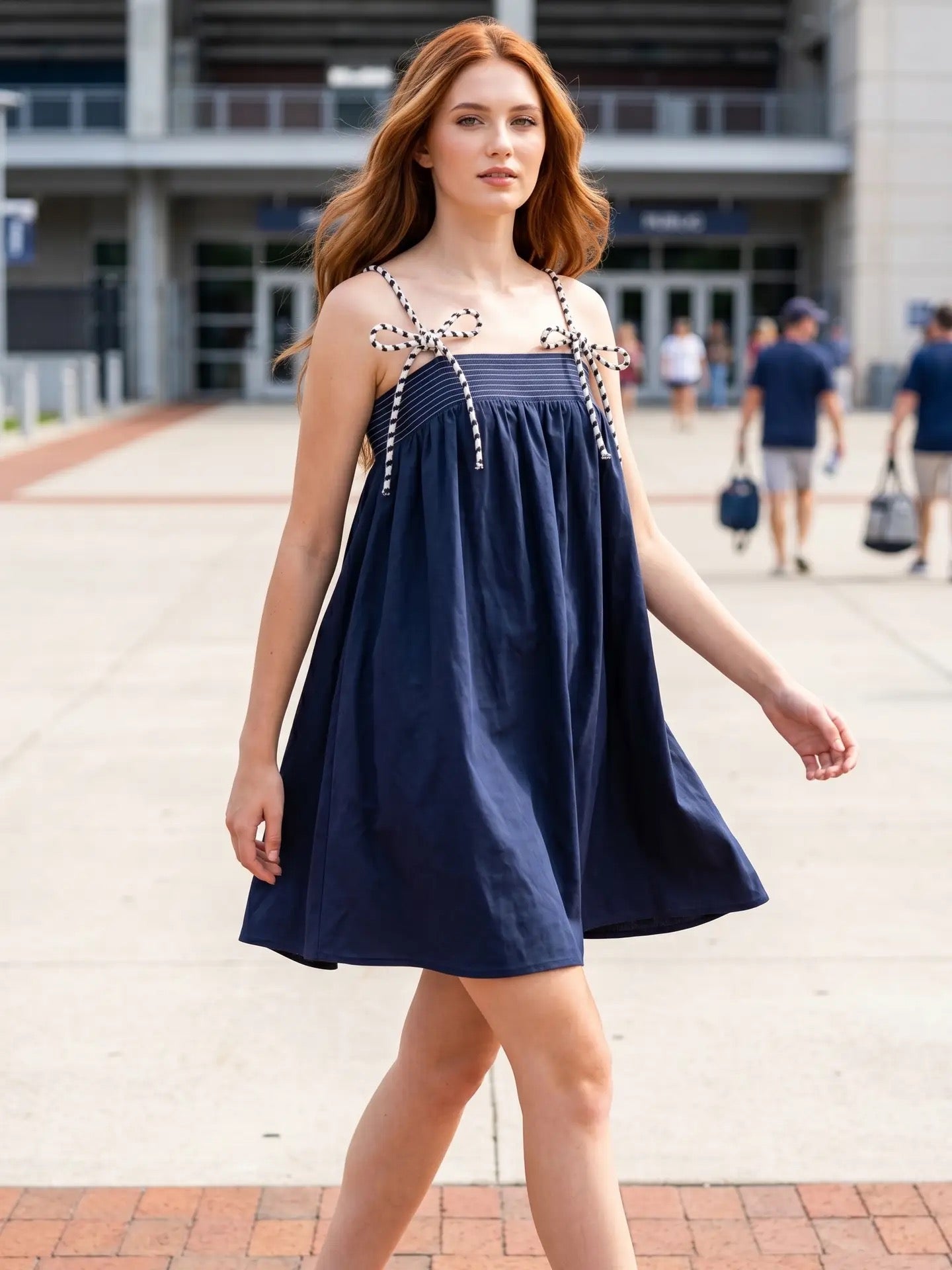 Color Cord Strap Mini Dress