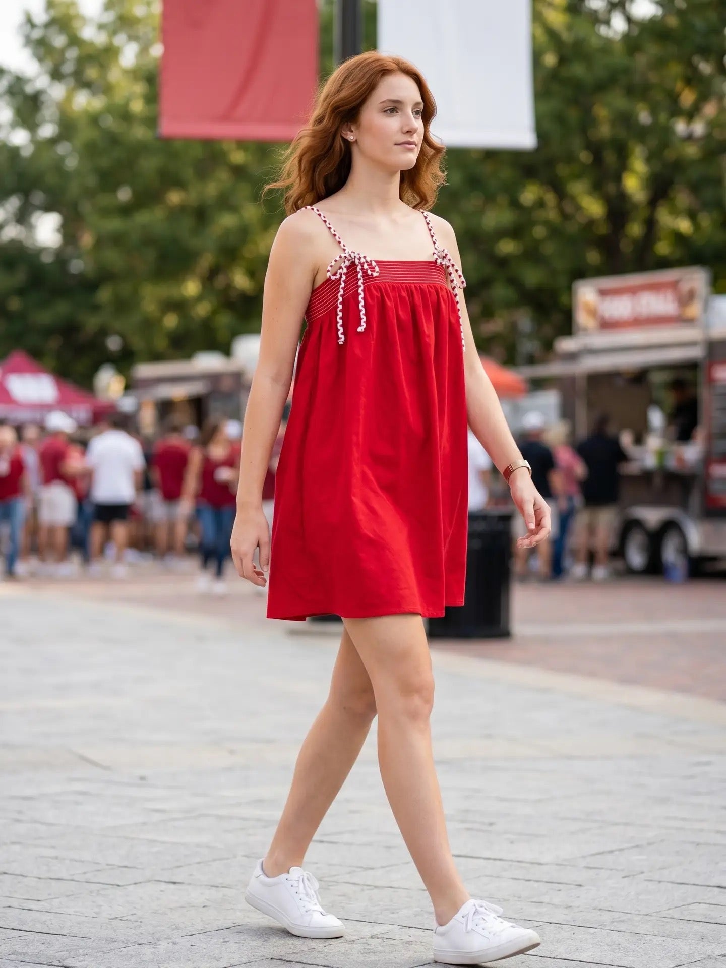 Color Cord Strap Mini Dress