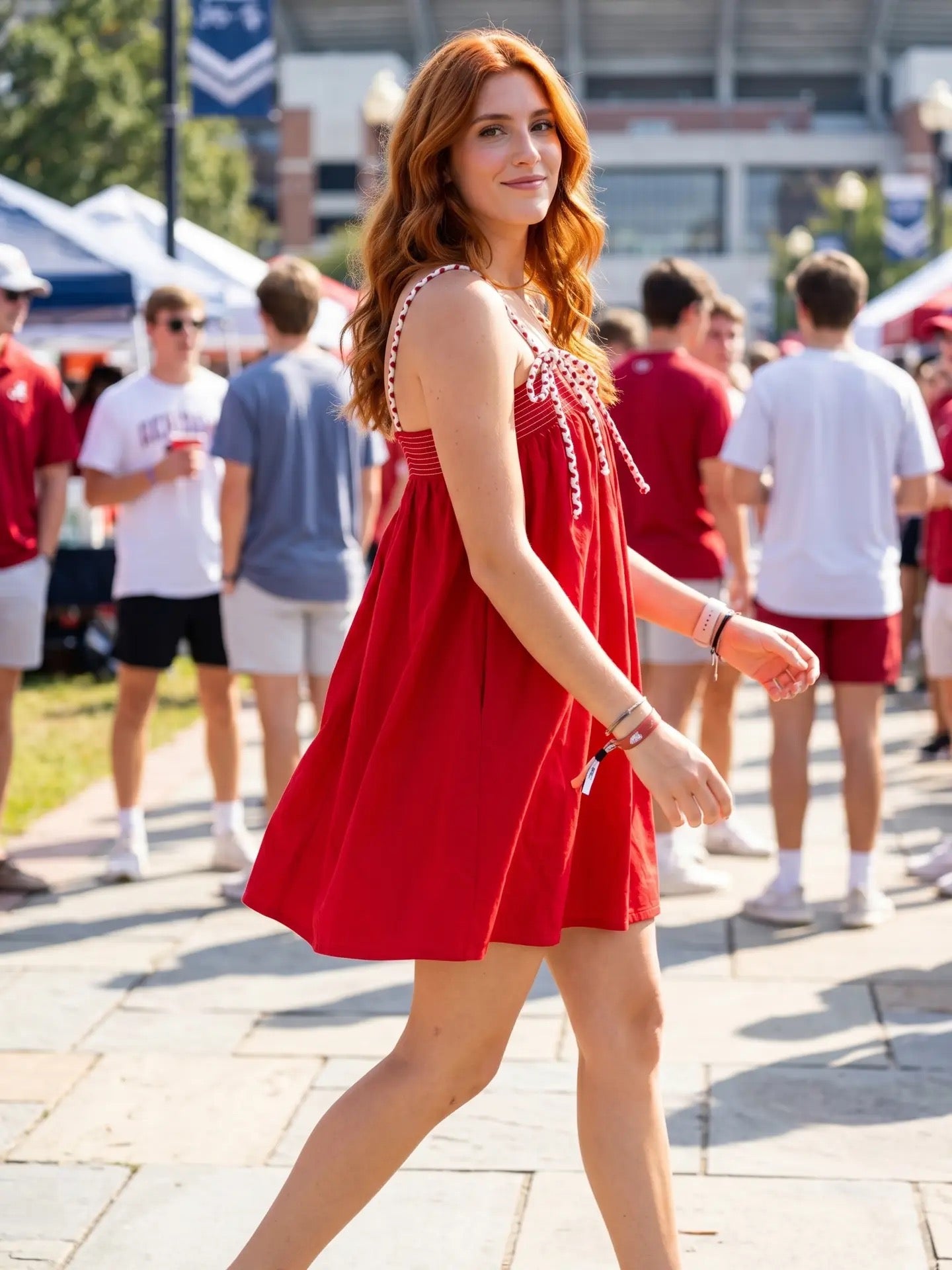 Color Cord Strap Mini Dress
