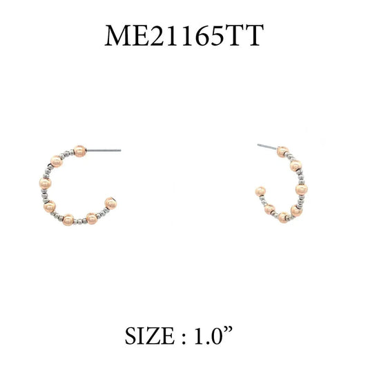 Small Silver Hoop with Gold Ball Earrings