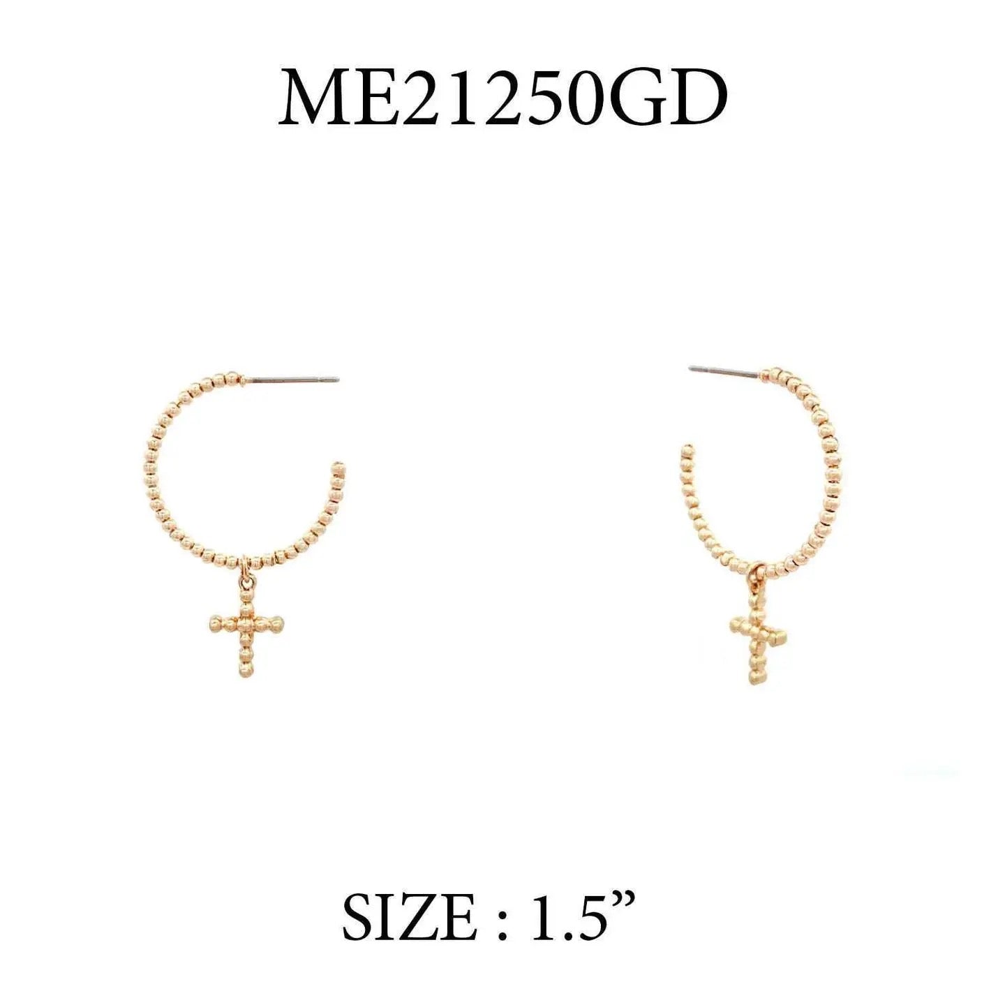 Small Beaded Hoop with Cross Earrings