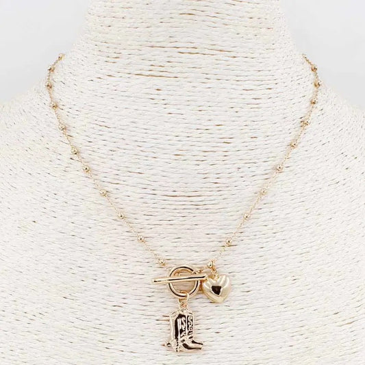 Boot & Heart Charm Necklace