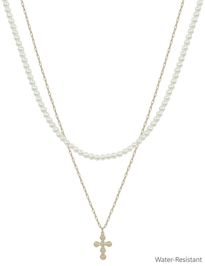 Pearl Beaded Chain with Cross