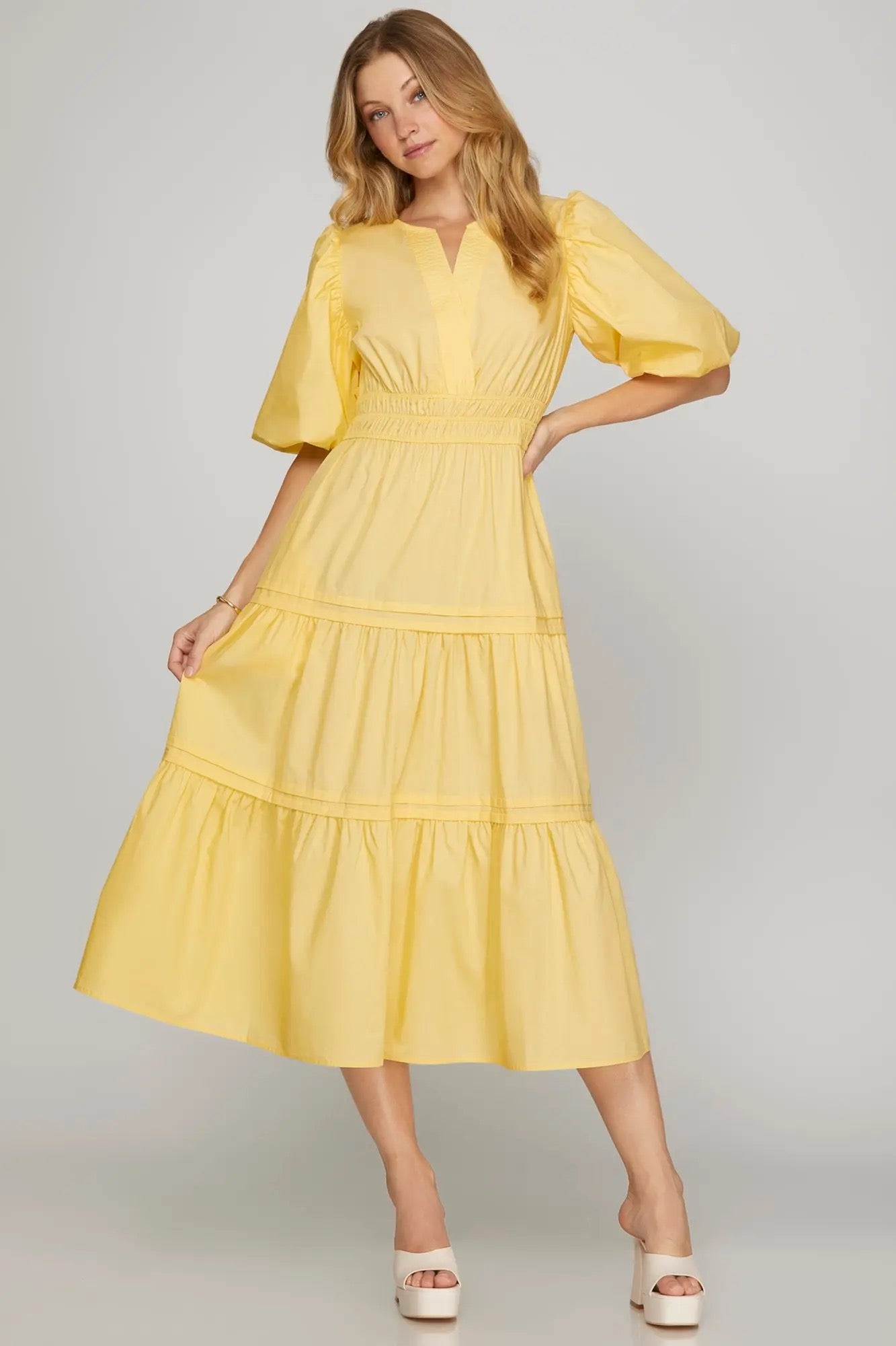 Soft Spring Dress - Pastel Yellow