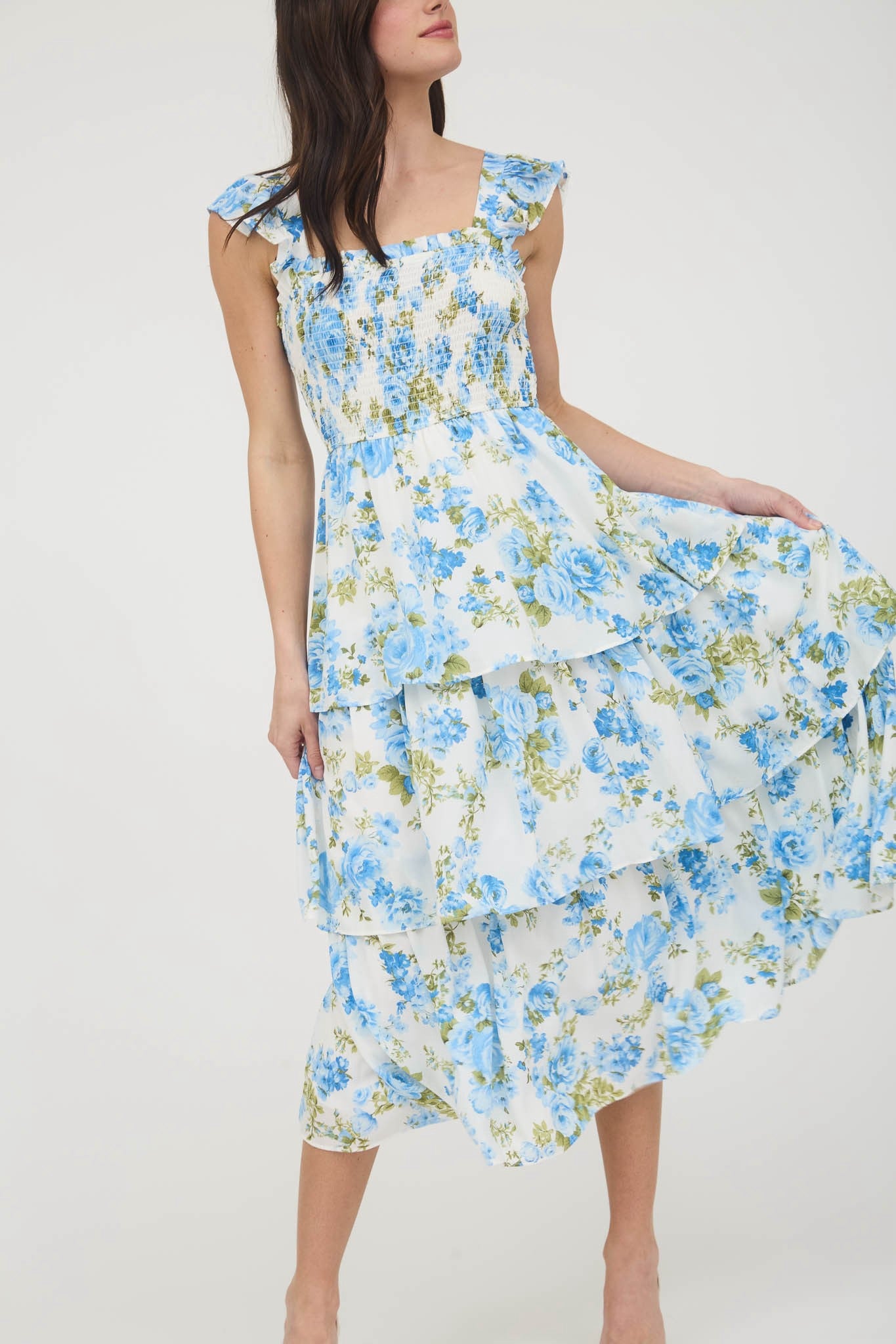 Nora FloraL Dress- Blue