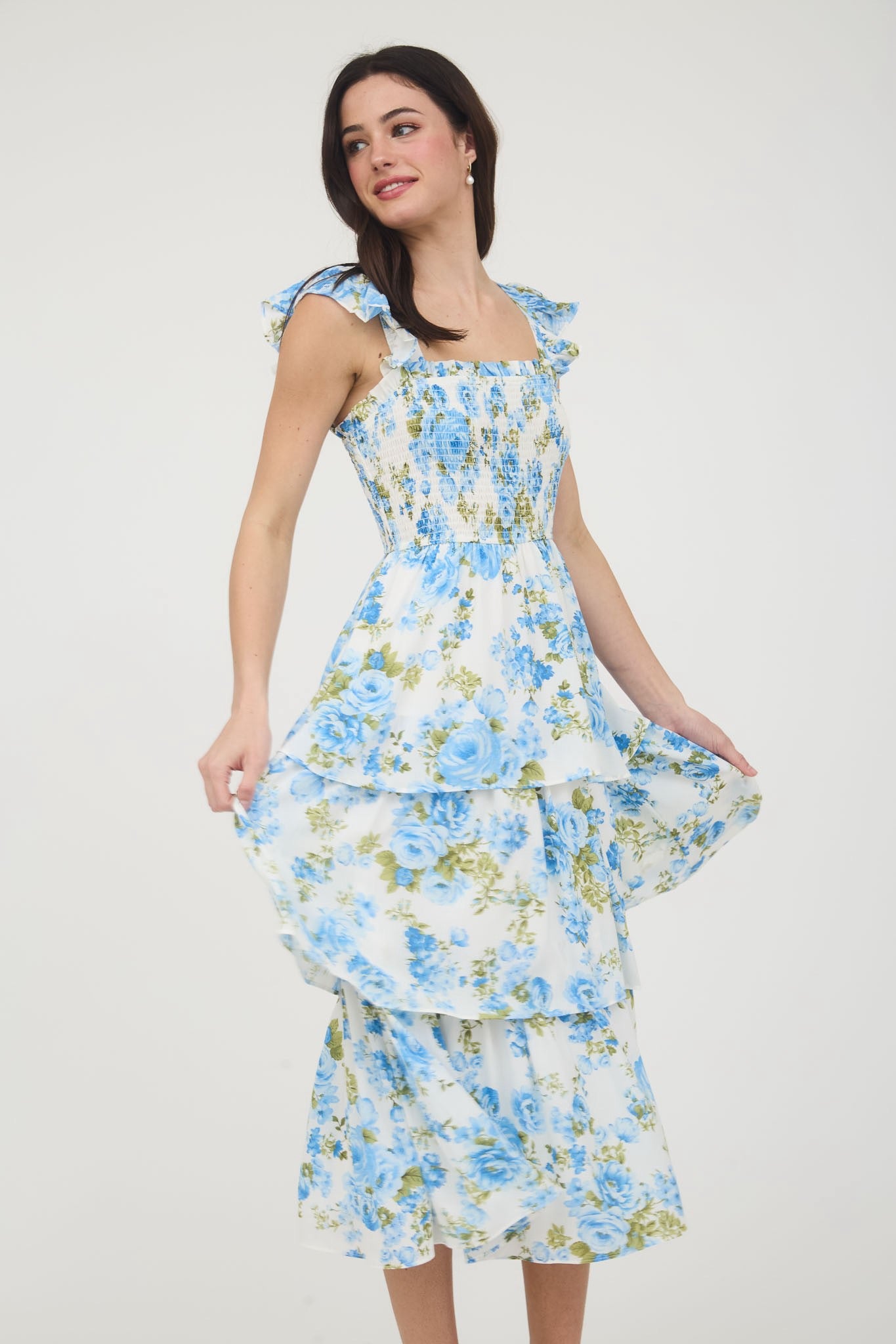 Nora FloraL Dress- Blue