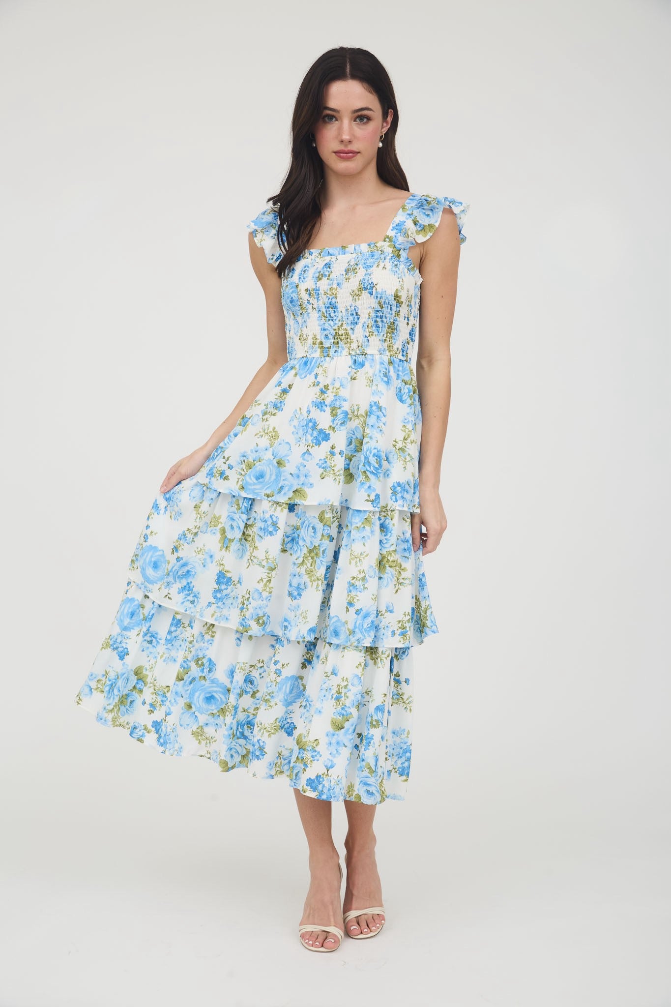 Nora FloraL Dress- Blue