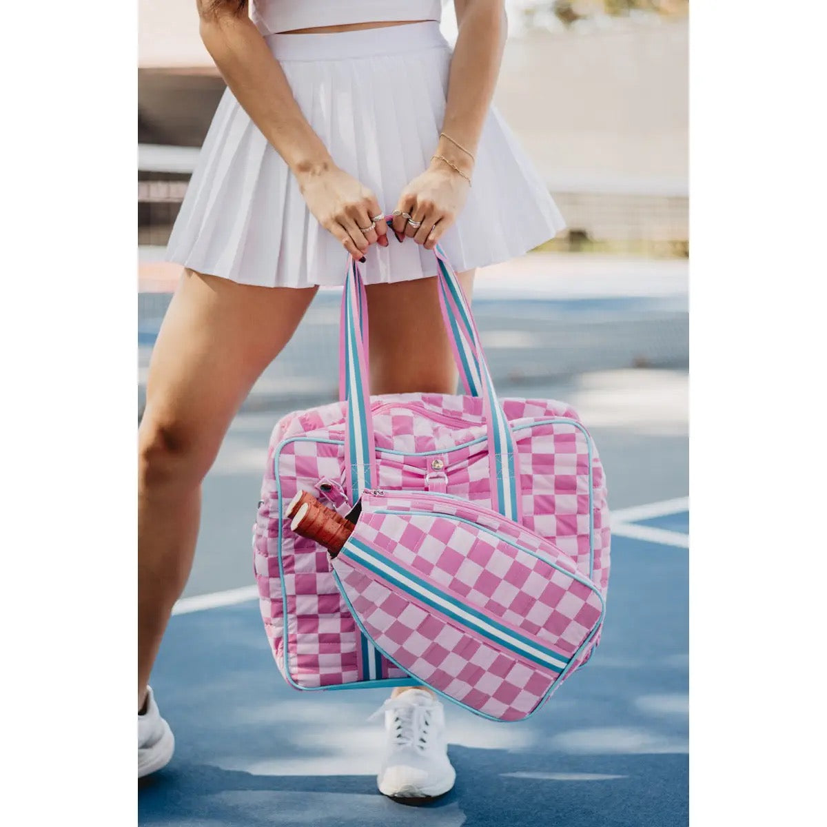 Pink Checkerprint Pickleball Bag