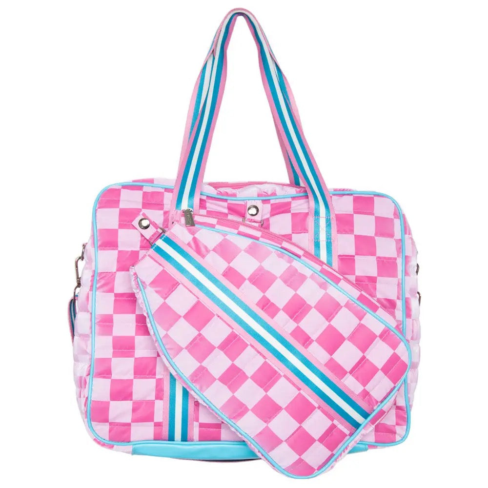 Pink Checkerprint Pickleball Bag