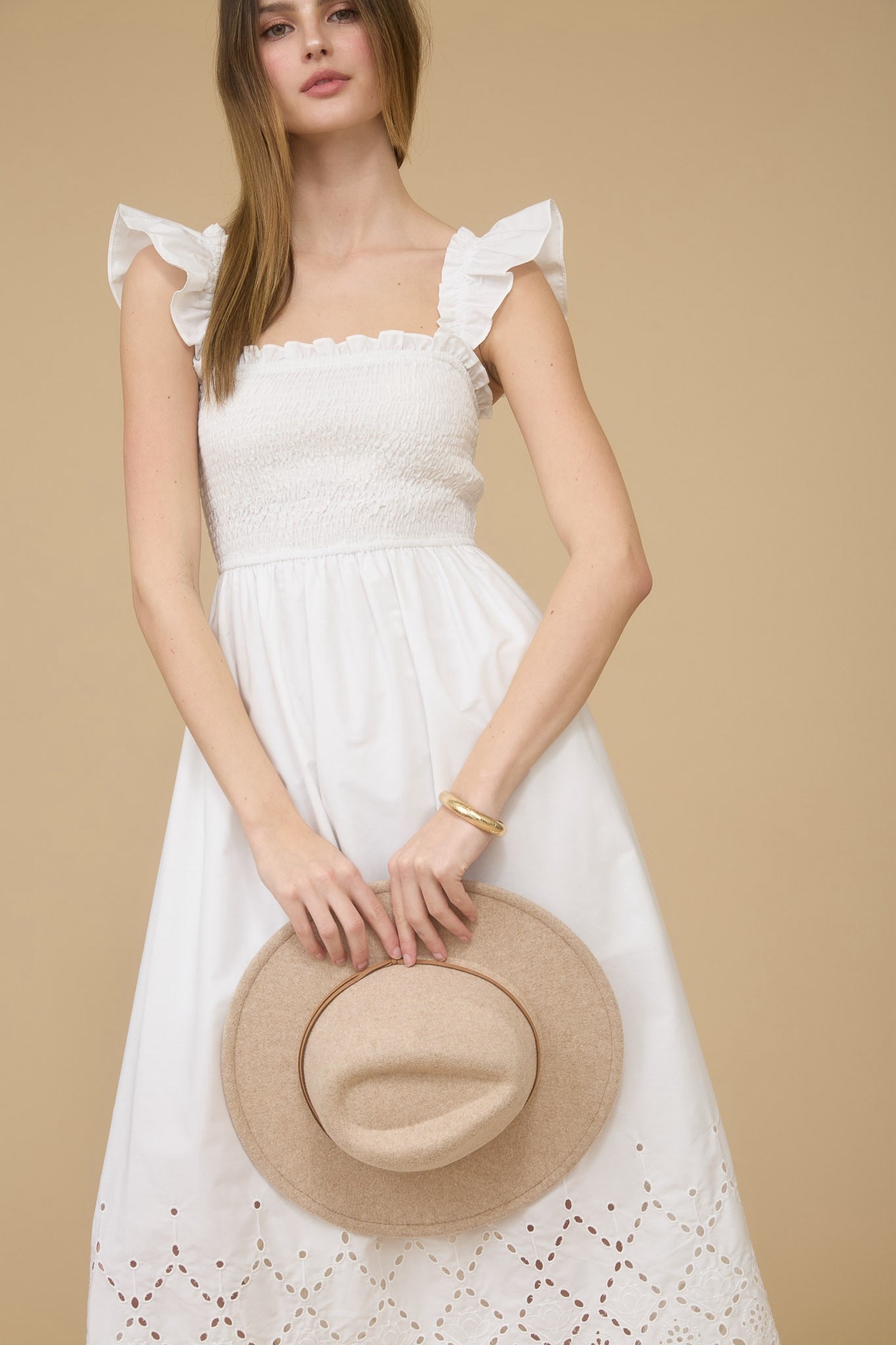 Annette Eyelet Dress- White