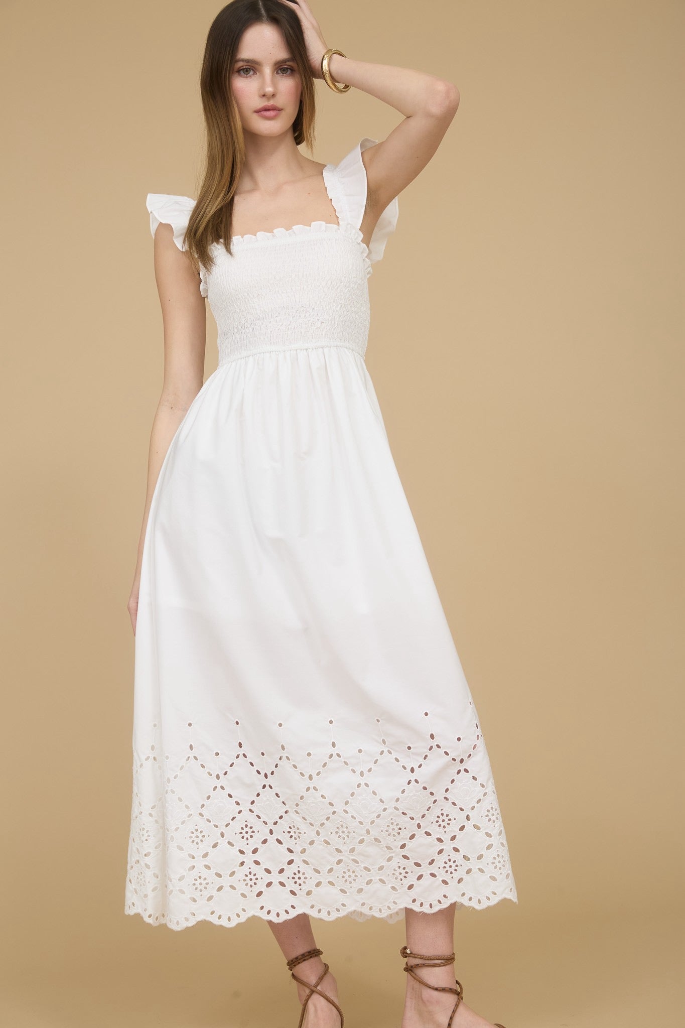 Annette Eyelet Dress- White