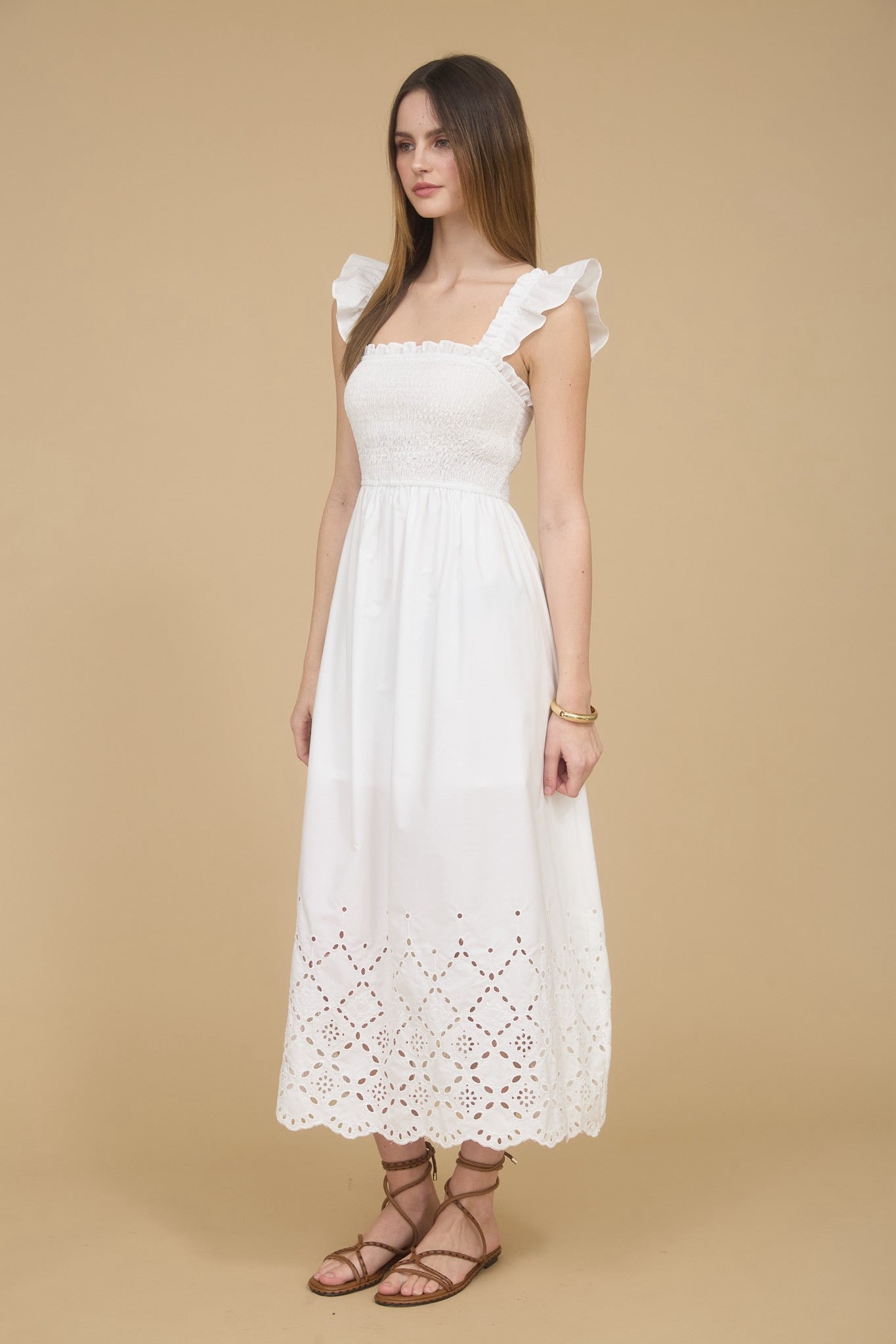 Annette Eyelet Dress- White