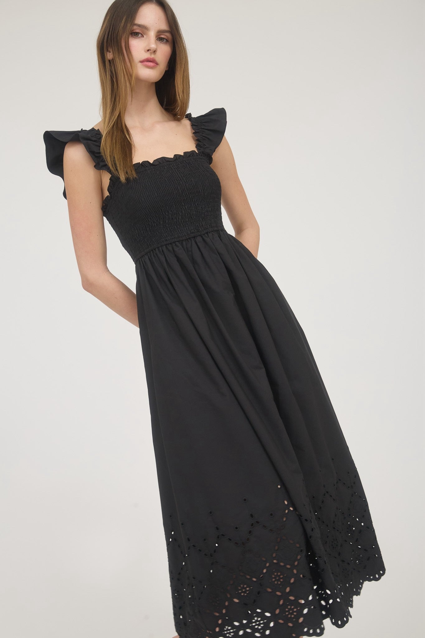 Annette Eyelet Dress- Black