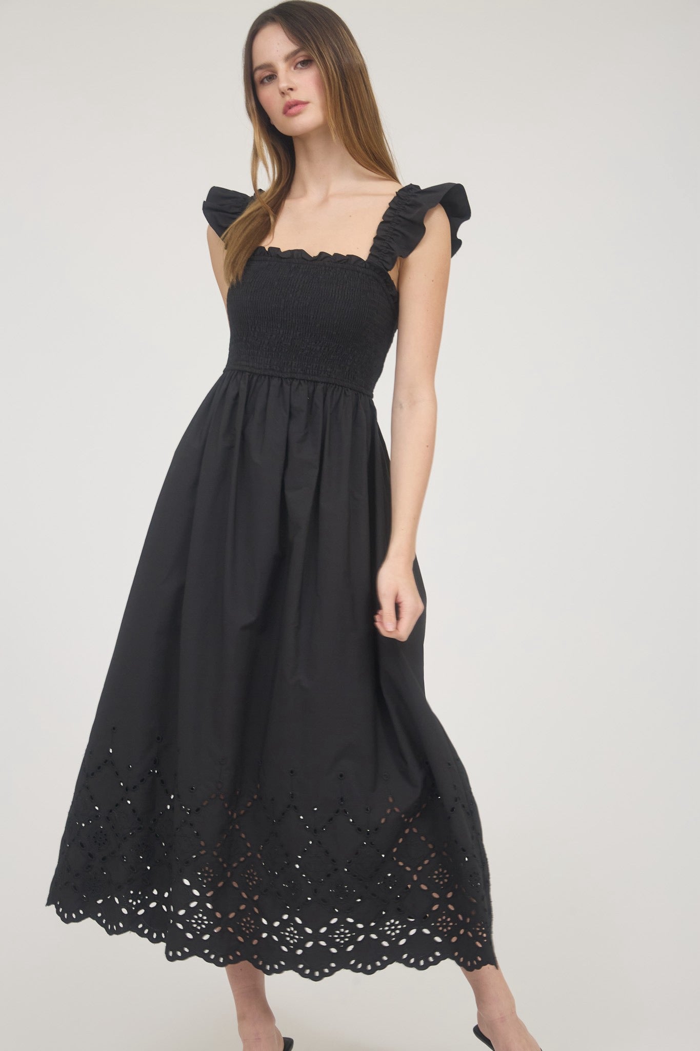 Annette Eyelet Dress- Black