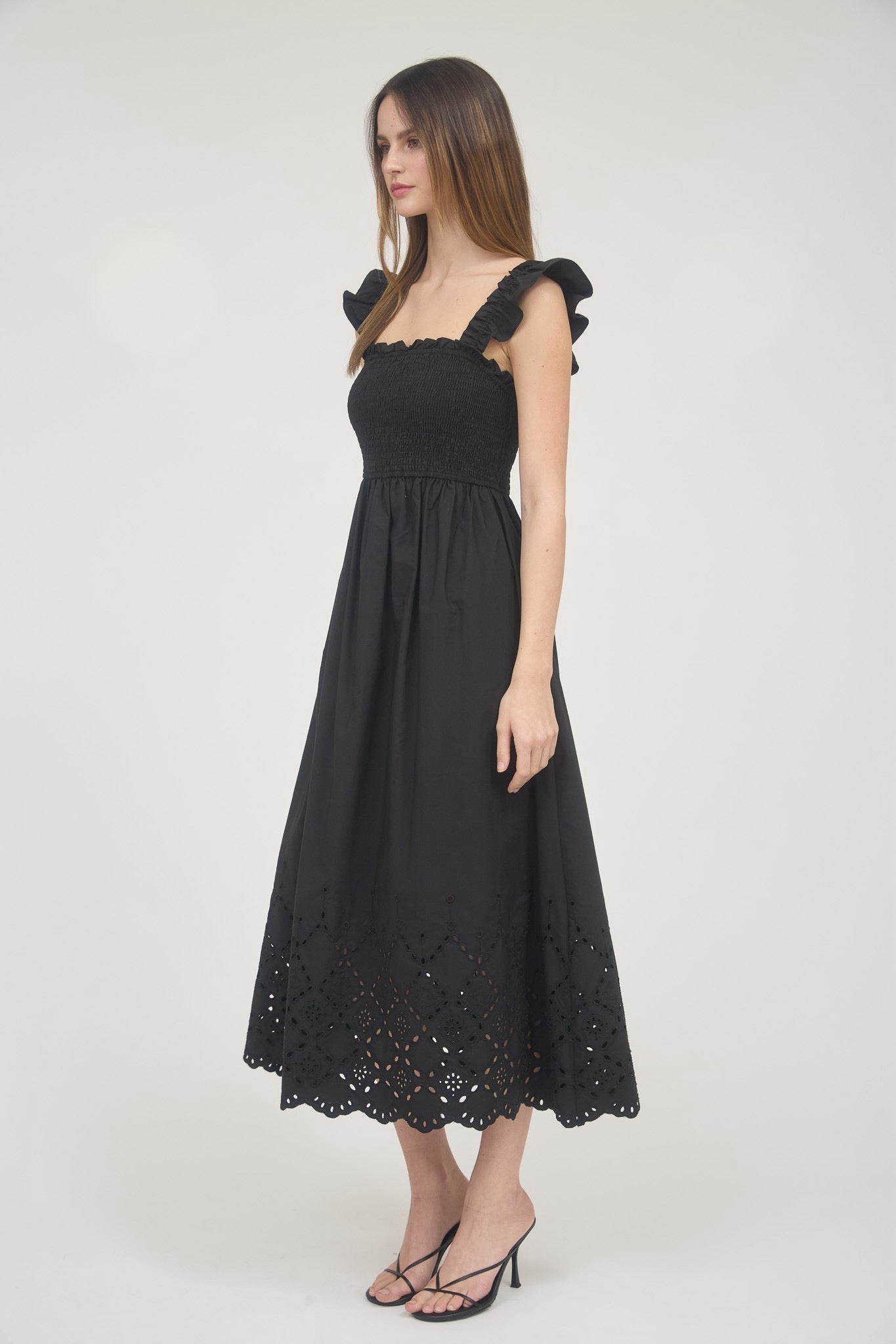 Annette Eyelet Dress- Black