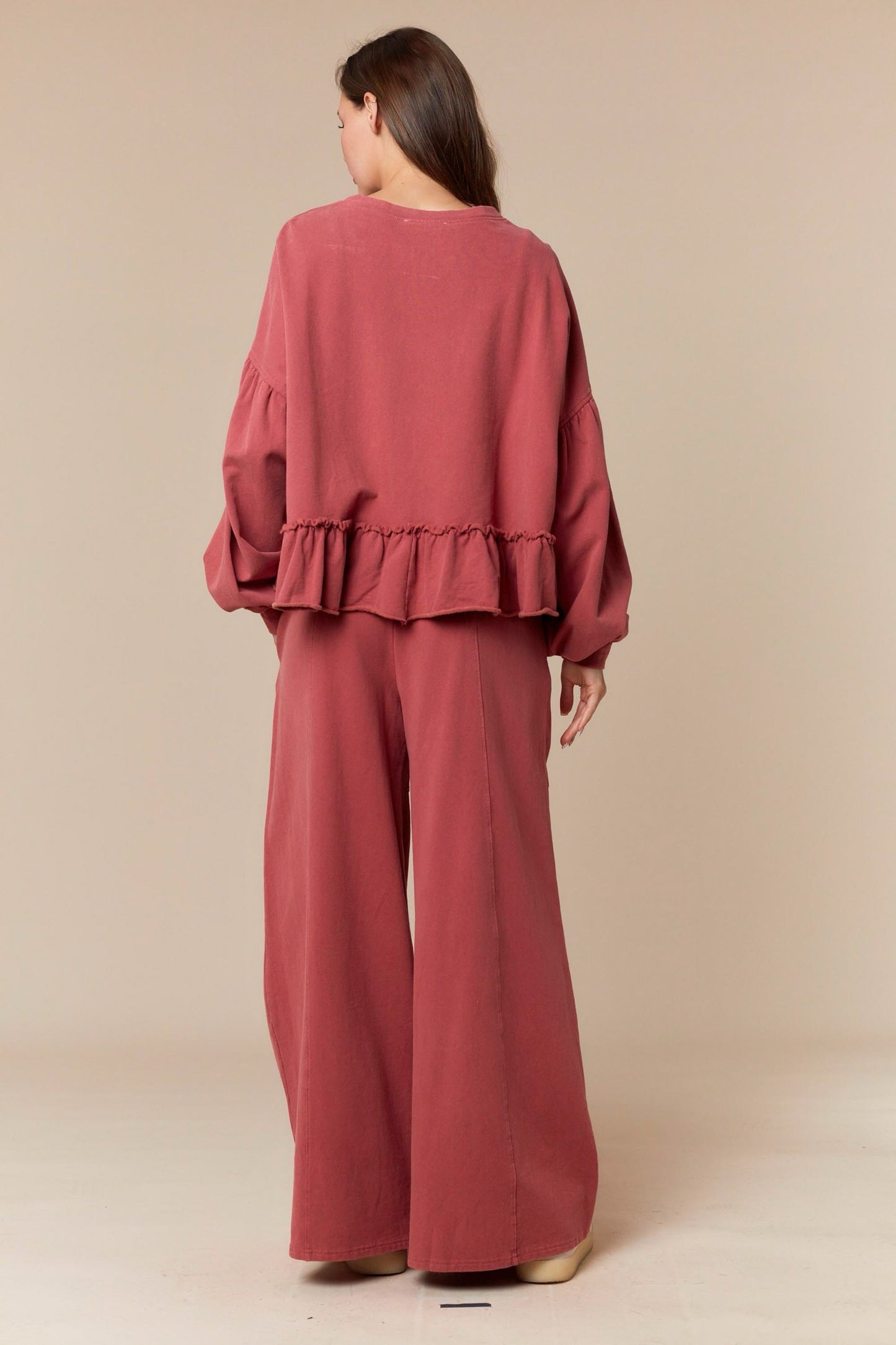 Mauve Terry Ruffle Sweatshirt