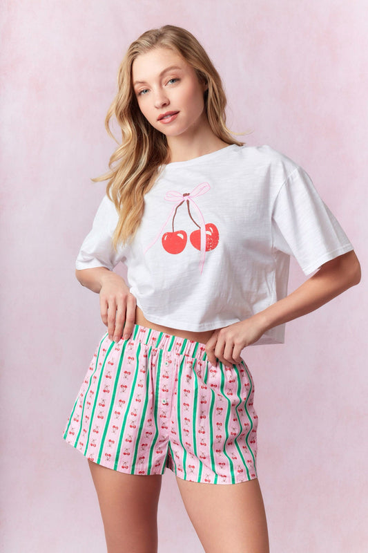 Cherry Poplin Shorts