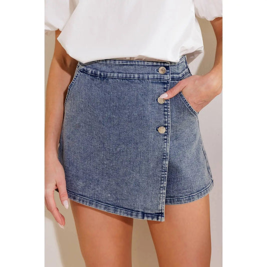 Denim Button Skort