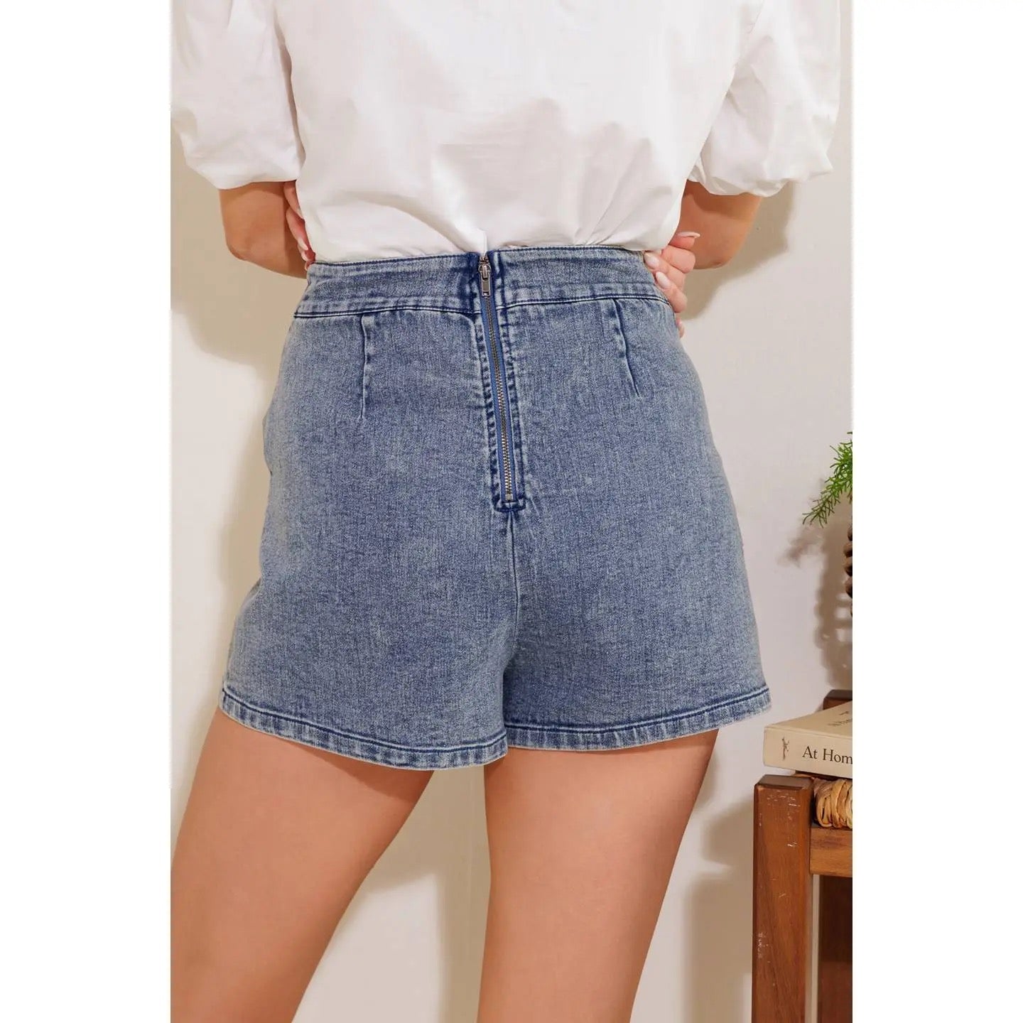 Denim Button Skort