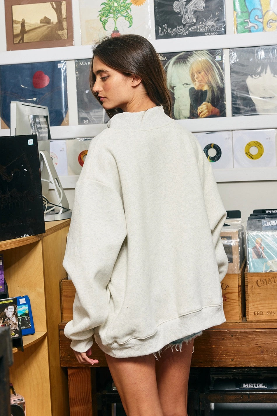 Thankful Embroidered Mock-neck