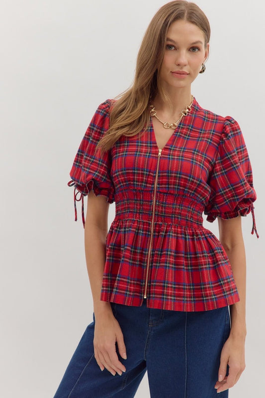 Holiday Plaid Top