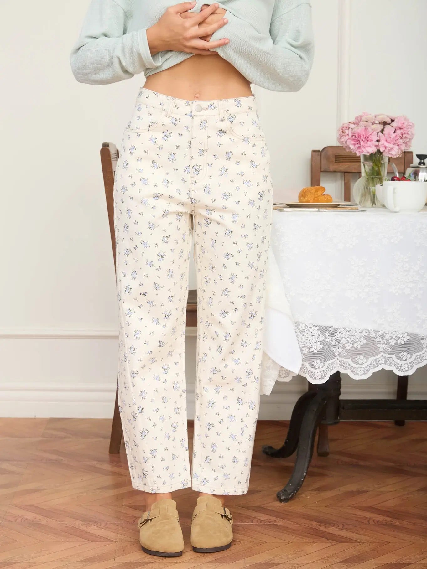 Floral Ecru Denim