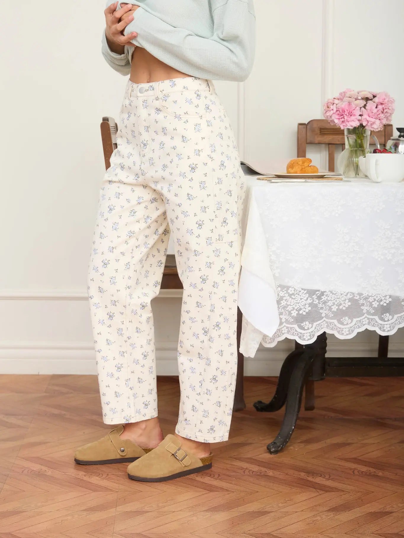 Floral Ecru Denim