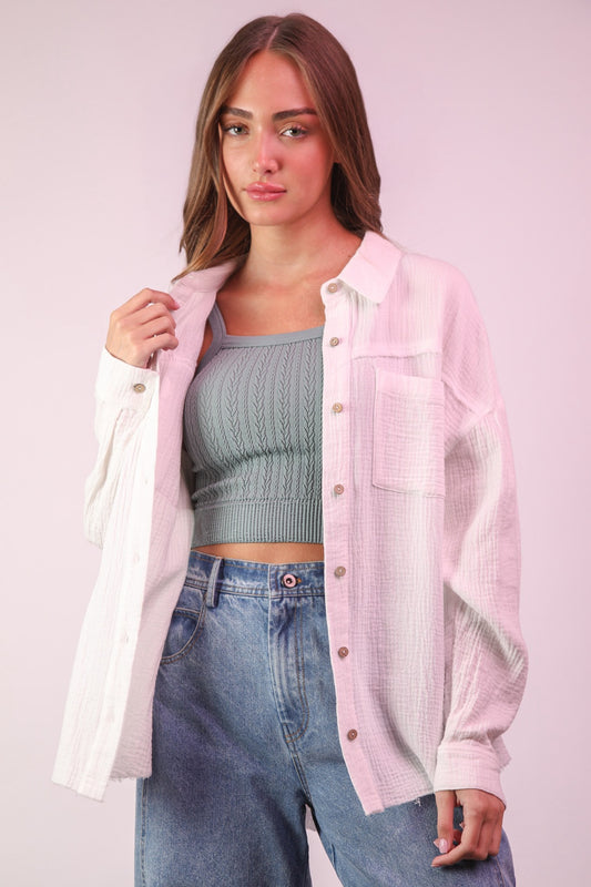 Mineral Gauze Button Top