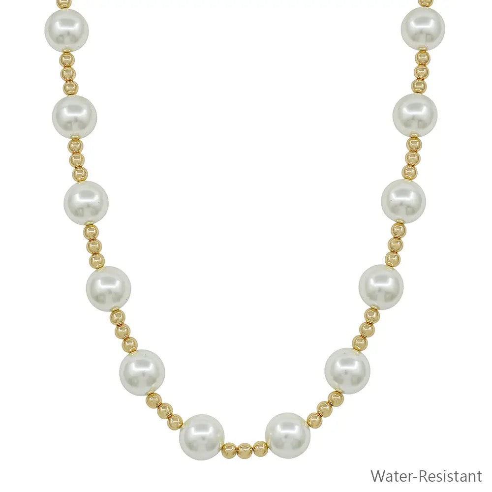 Pearl & Gold Beaded Necklace