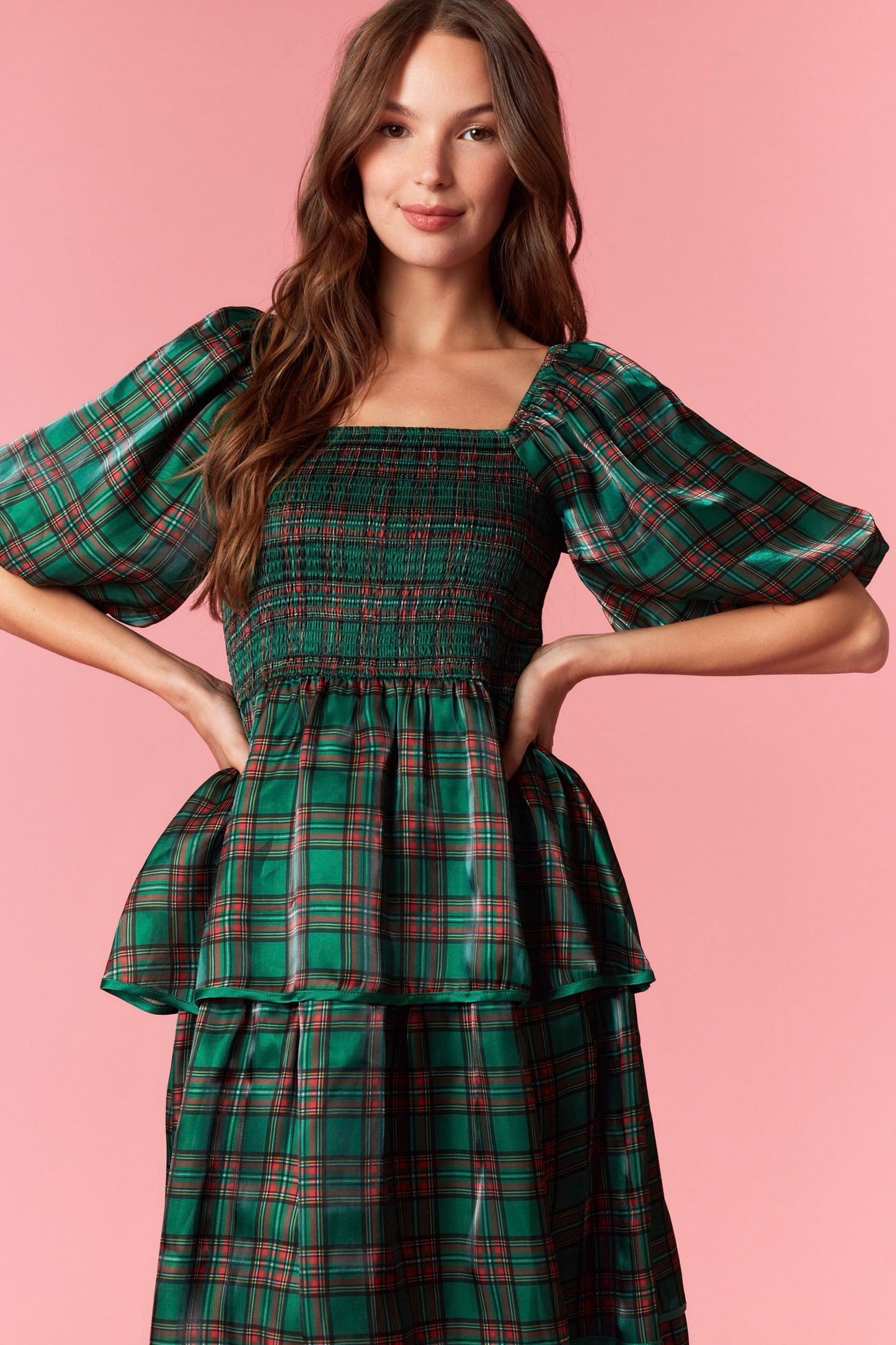 Christmas Plaid Organza Dress