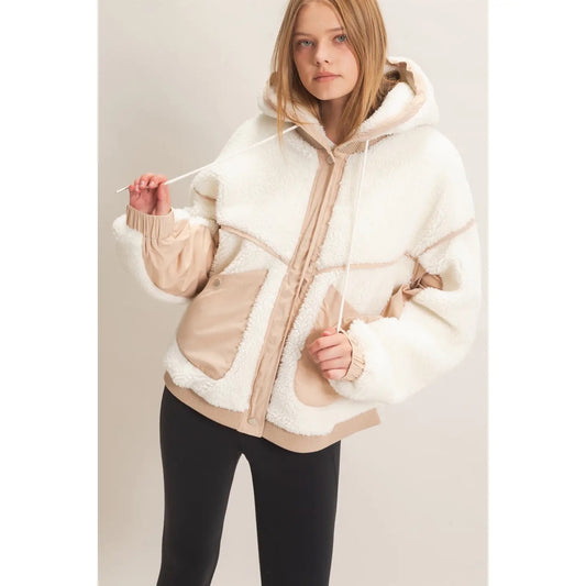 Contrast Sherpa Hooded Jacket
