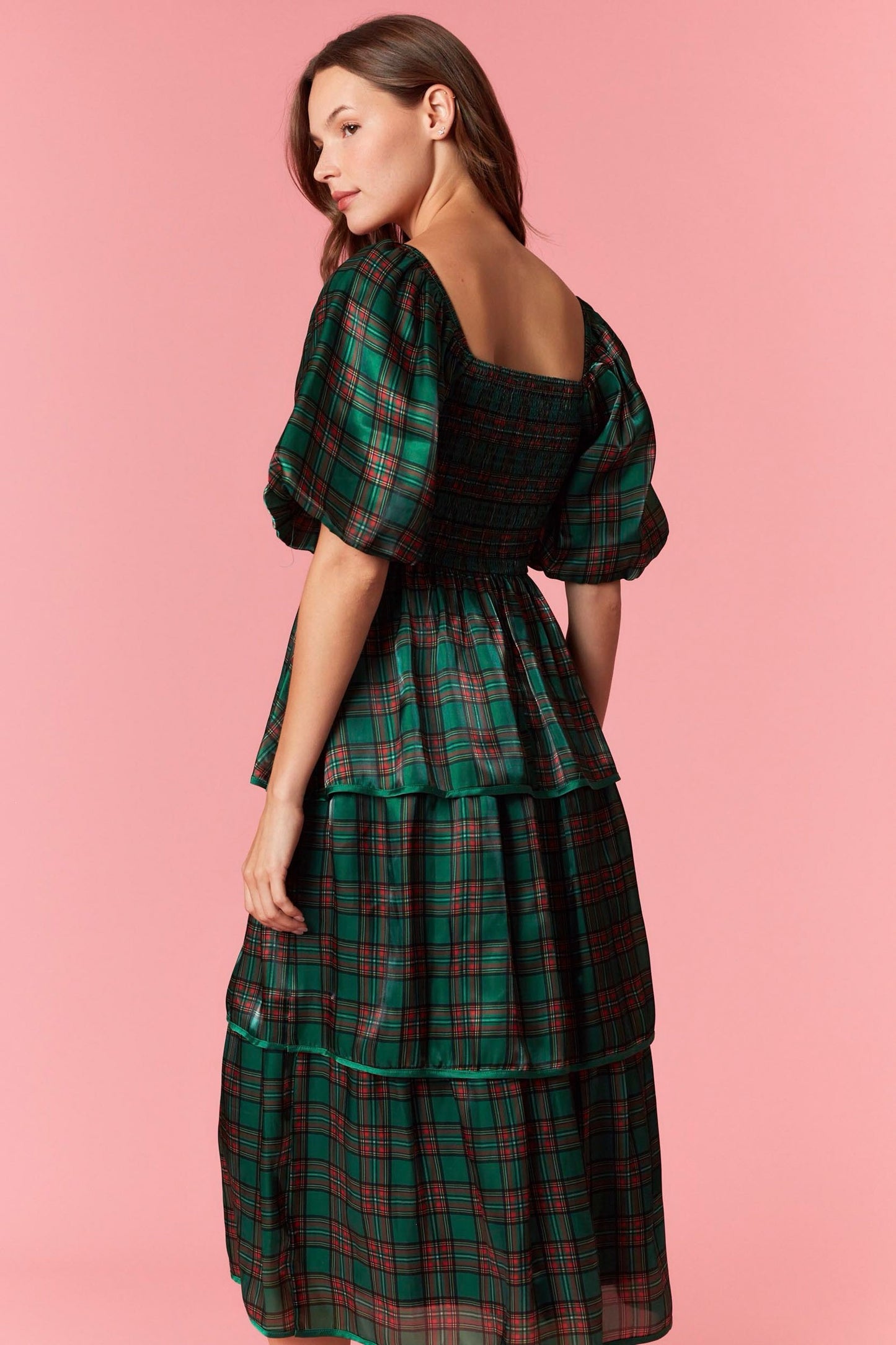 Christmas Plaid Organza Dress