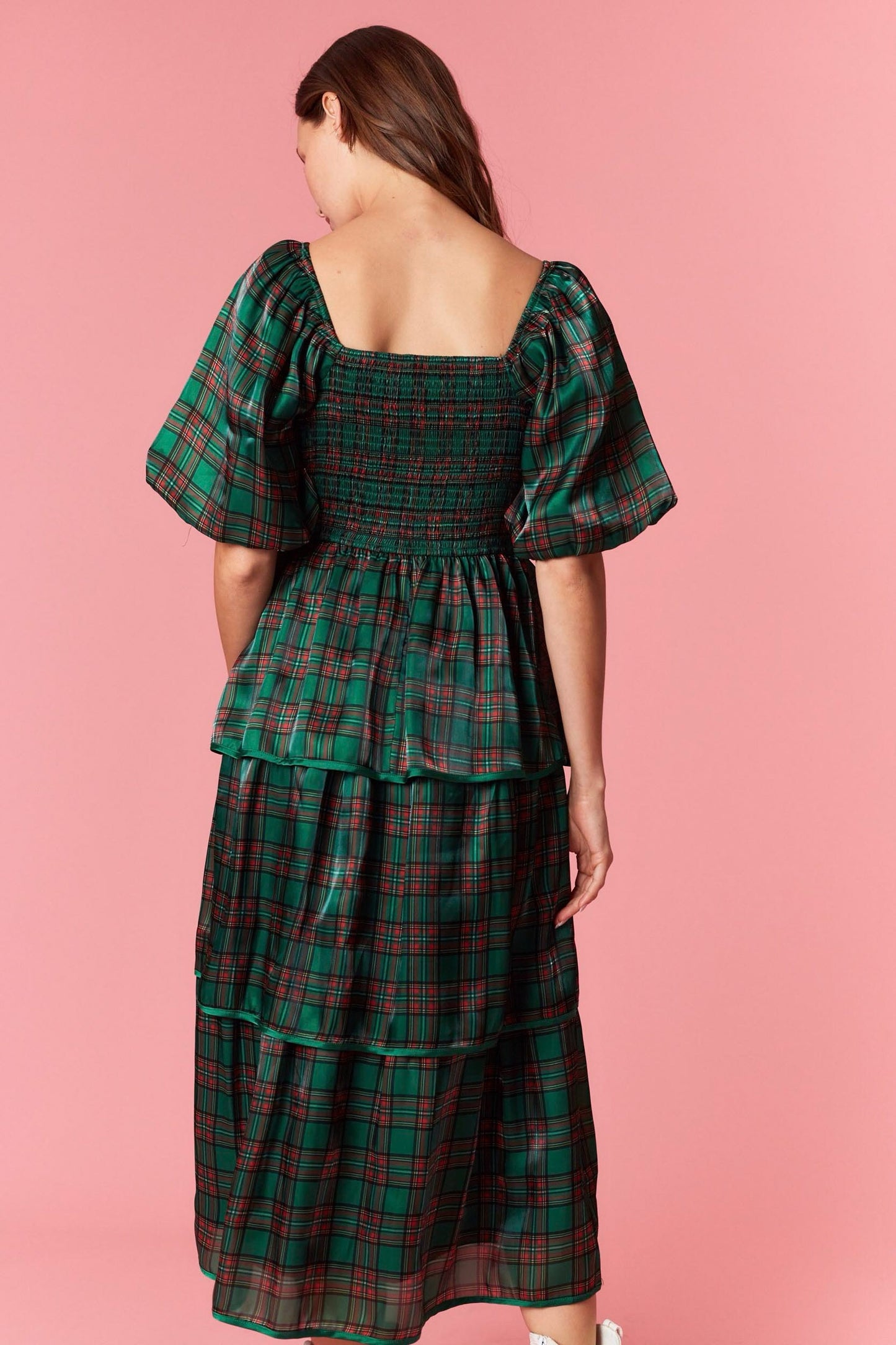 Christmas Plaid Organza Dress
