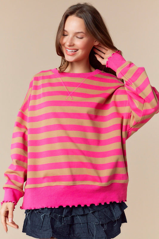 Libby Striped Sweatshirt- Pink