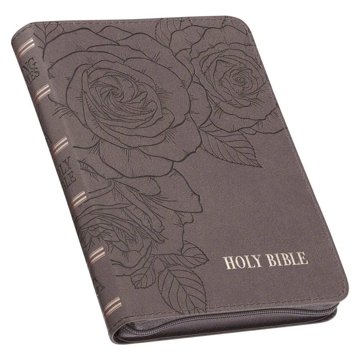 Floral Taupe Compact Bible KJV