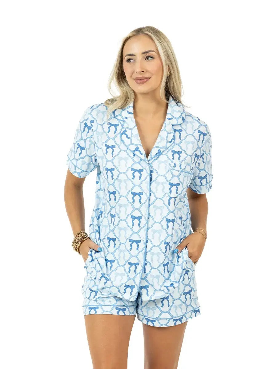 Coquette Blue Bow Pj Set