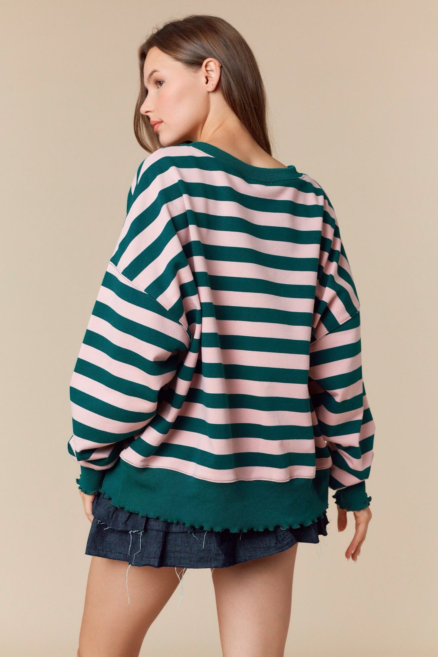 Libby Striped Sweatshirt- Green