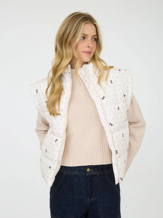 Polka Dot & Bow Puffer Vest