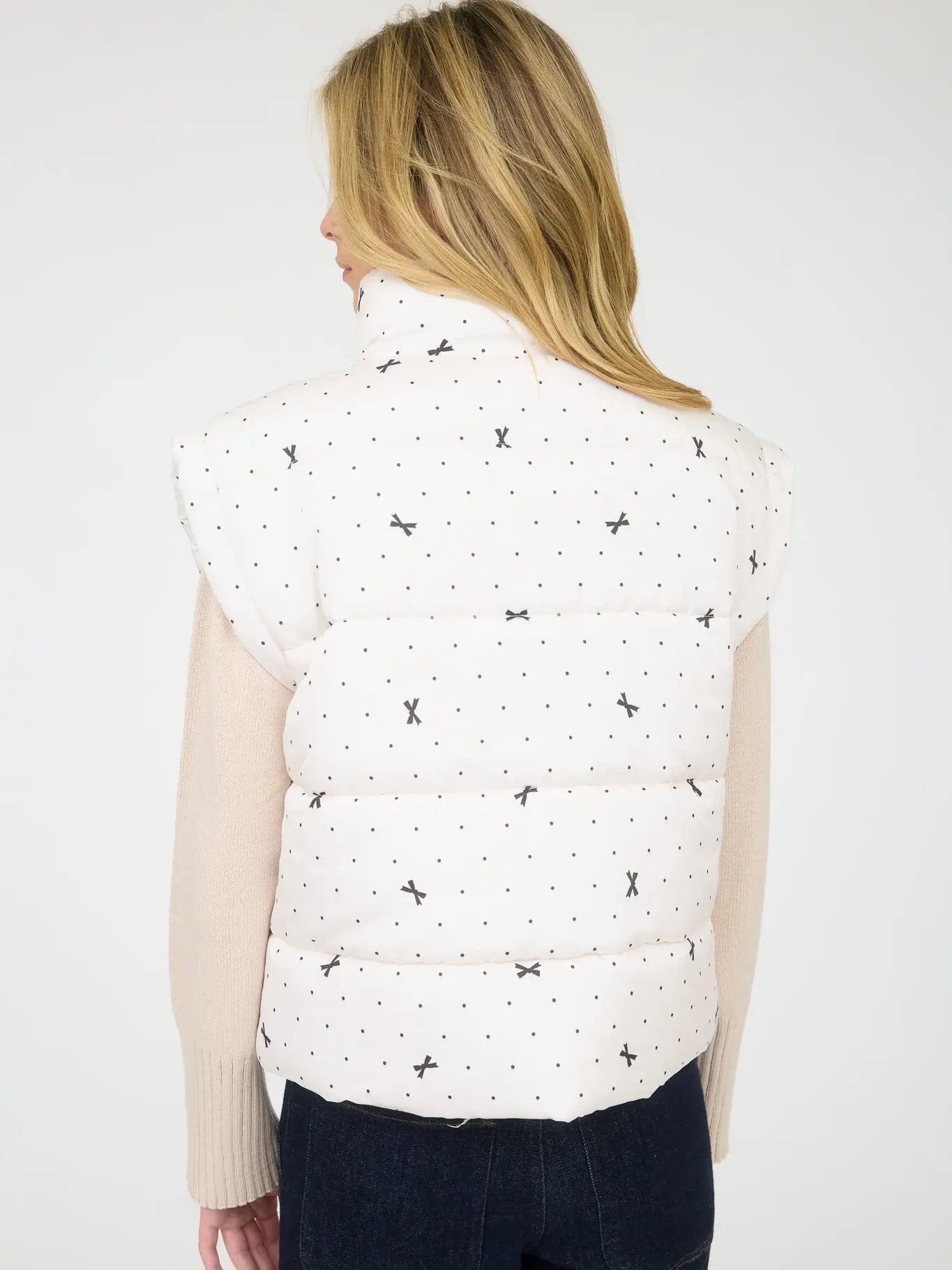 Polka Dot & Bow Puffer Vest