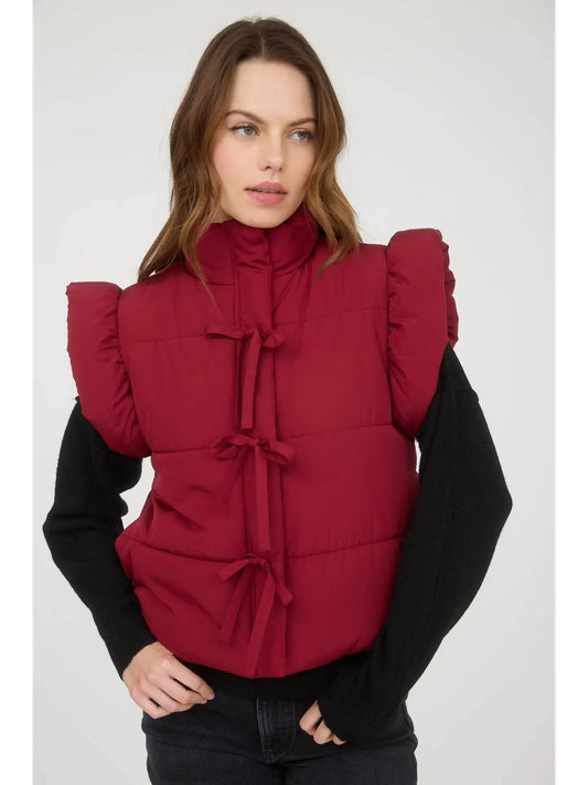 Flutter Sleeve Bow Puffer