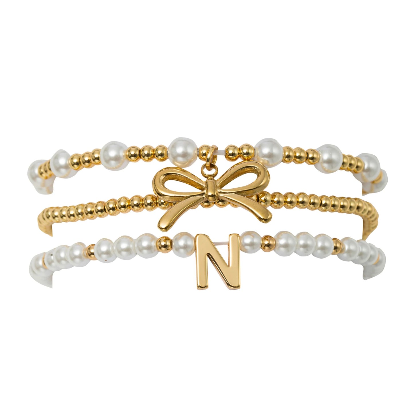 18k Gold Plated Initial Bracelet Set