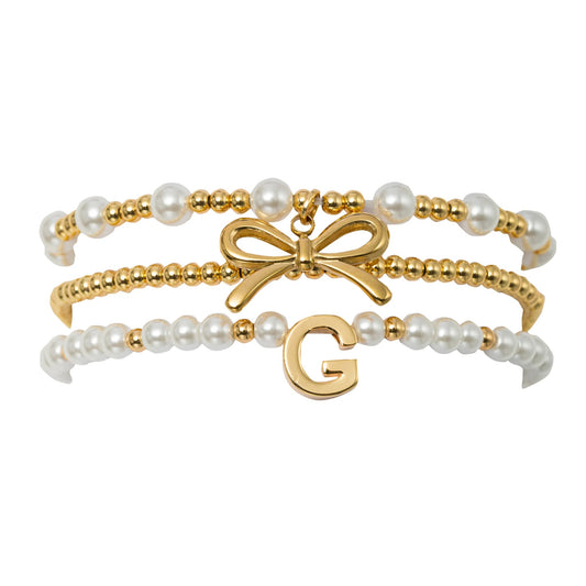 18k Gold Plated Initial Bracelet Set