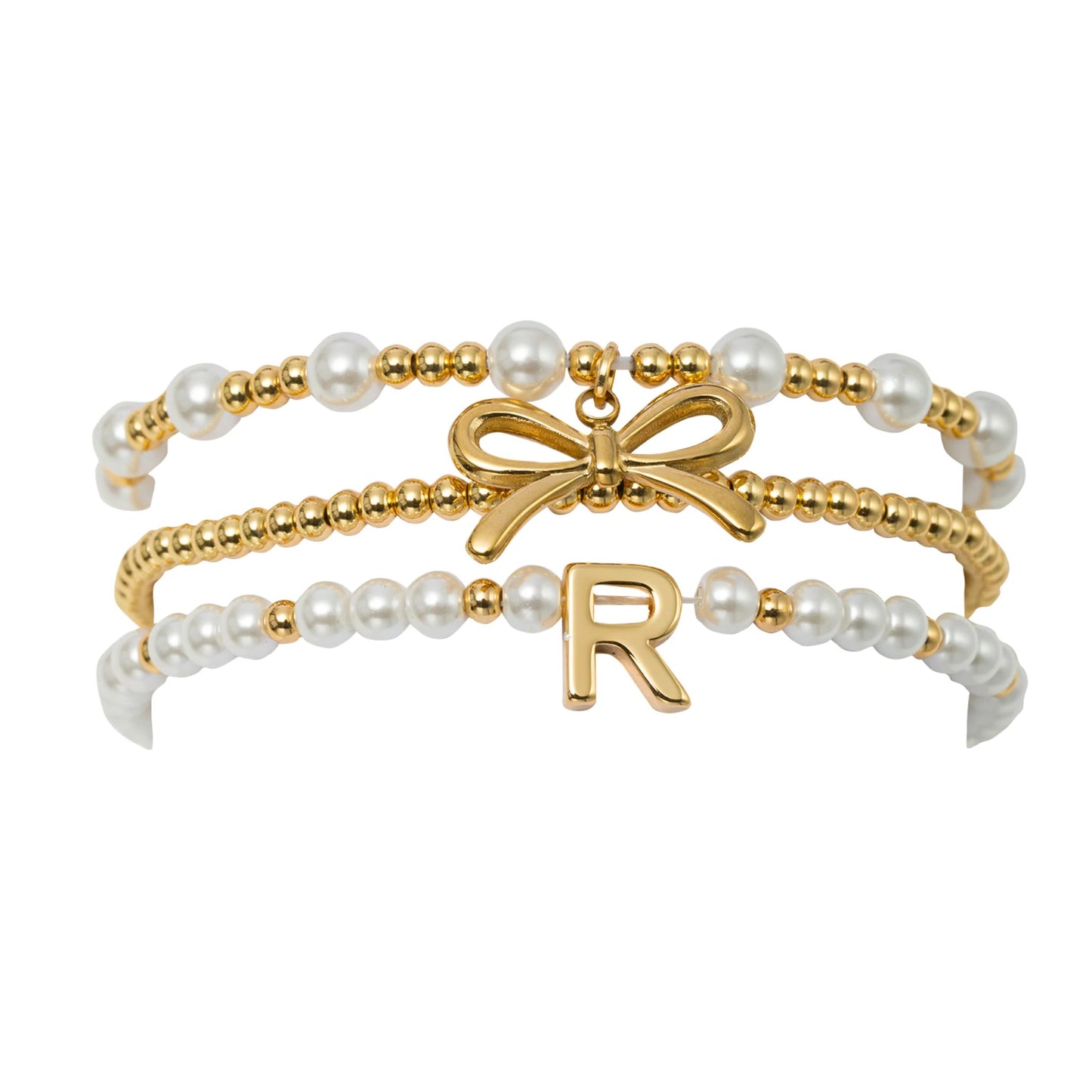 18k Gold Plated Initial Bracelet Set